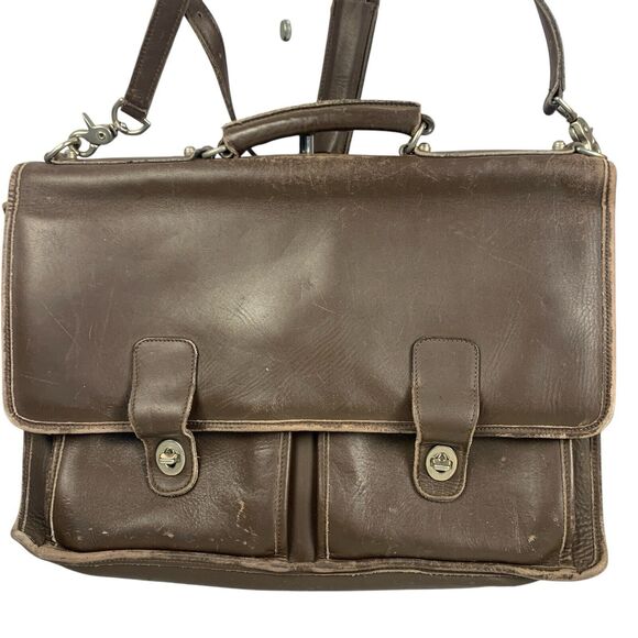 SACOCHE INTERNATIONAL BROWN LEATHER MESSENGER LAPTOP BAG BRIEFCASE - Picture 2 of 16